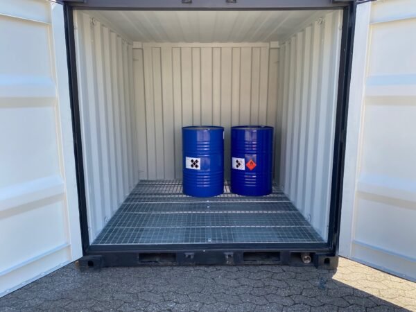 10ft x 8ft Bunded Storage Container | Open Mesh Floor Hazardous Goods Store