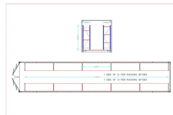 Adjustable, Heavy Duty Three Tier Racking For Rear Of Container