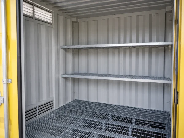 10ft Premium Bunded Store with Shelving – Hazardous Goods Storage Container