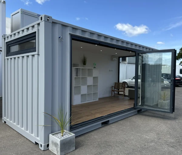 20ft Custom Shipping Container Office – Glass Front Portable Building