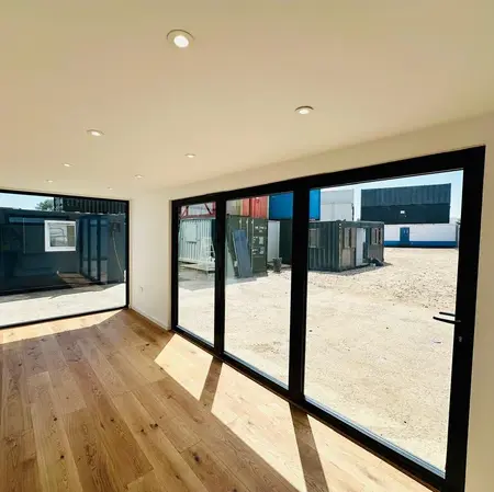 20ft Custom Shipping Container Office – Glass Front Portable Building
