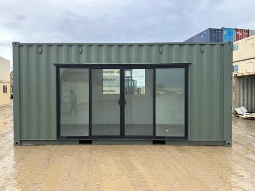 20ft Glass 1 20ft Glass Front Office Container – Sliding Glass Door