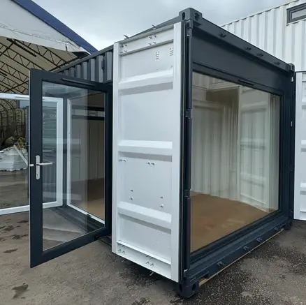 20ft Shipping Container Office – Glass Corner Design