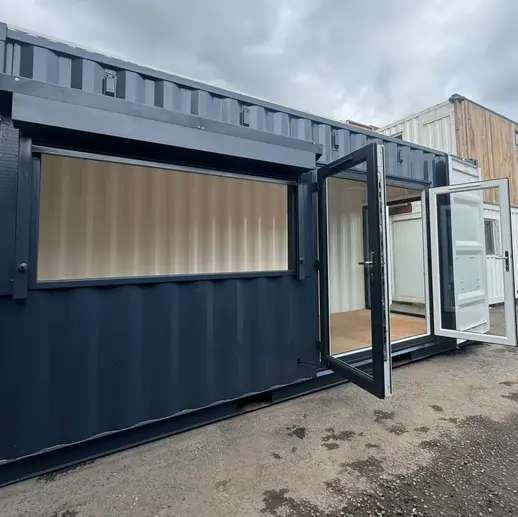20ft Shipping Container Office – Glass Corner Design