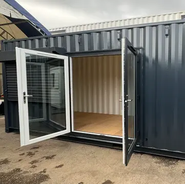 20ft Shipping Container Office – Glass Corner Design