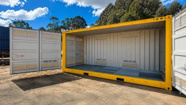20ft bunded 1 20ft Premium Open Mesh Floor Bunded Store – Hazardous Goods Storage Container