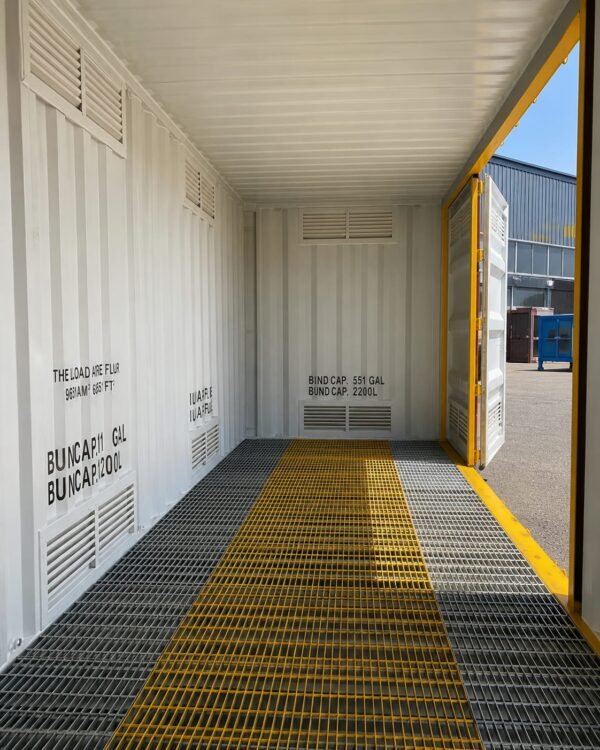 20ft bunded 20ft Premium Open Mesh Floor Bunded Store – Hazardous Goods Storage Container