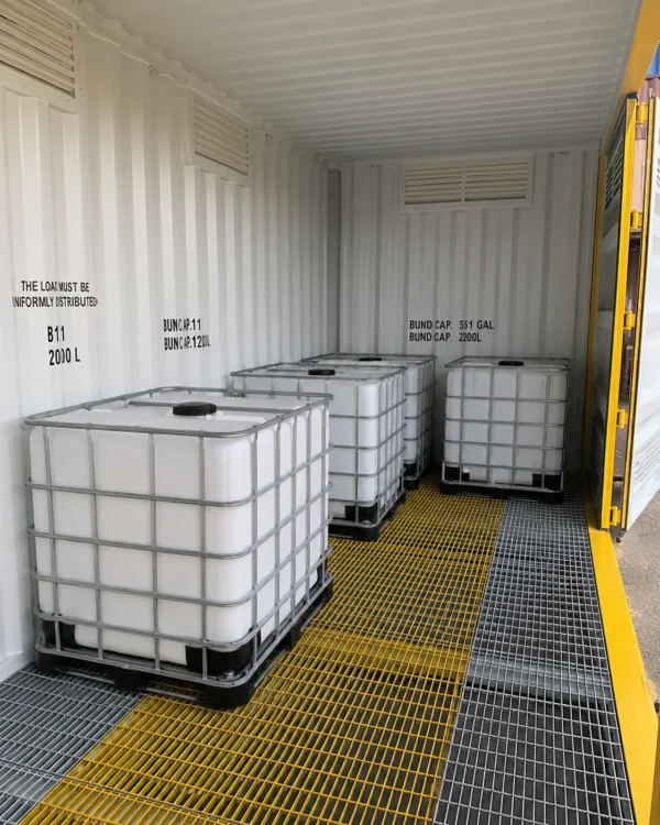 20ft bunded 20ft Premium Open Mesh Floor Bunded Store – Hazardous Goods Storage Container